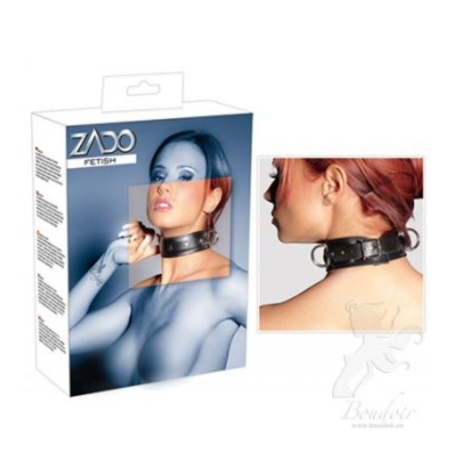 Zado - Collar de cuero con estrellas y anillas laterales