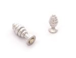 Stainless Steel Ribbed Anal Plug with Crystal