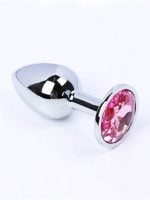 Large Metal Plug with Pink Crystal