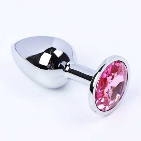 Large Metal Plug with Pink Crystal