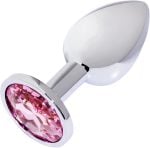 Large Metal Plug with Pink Crystal