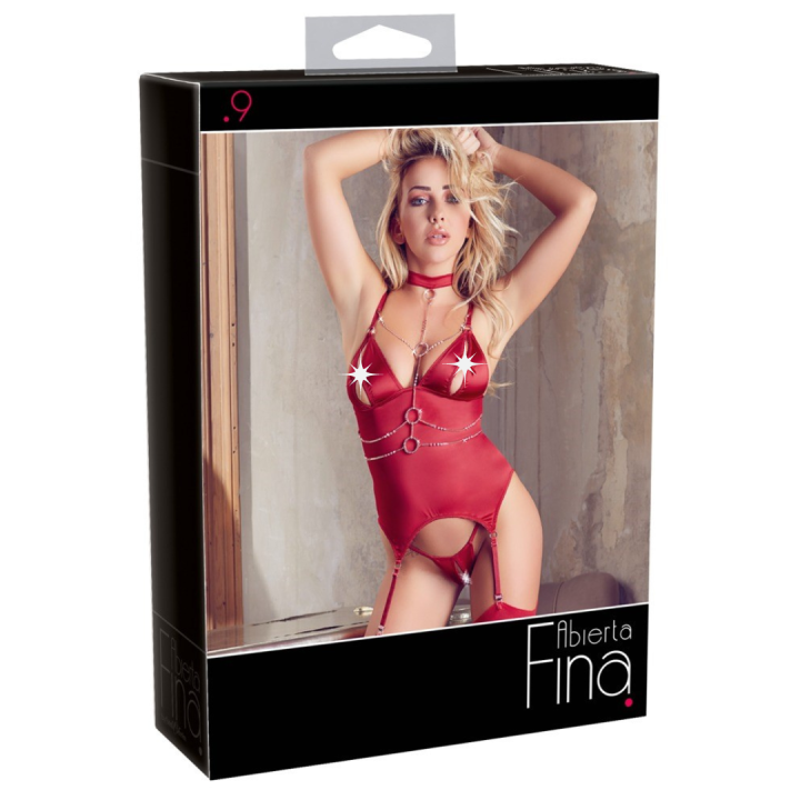 ABIERTA FINA RED BASQUE CORSET