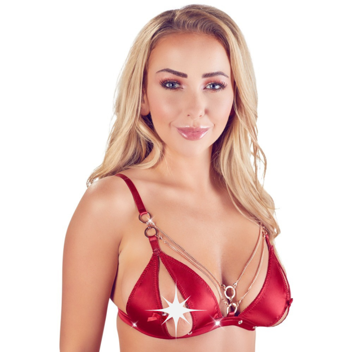 ABIERTA FINA RED SATIN 3 PIECE BRA SET