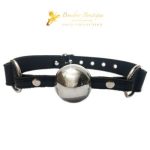 Black Leather Ball Gag with Steel Ball