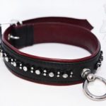 Leather Diamond Collar with Ring