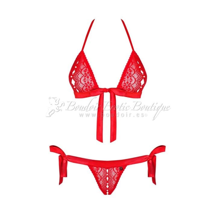 2 piece red lingerie set frontal