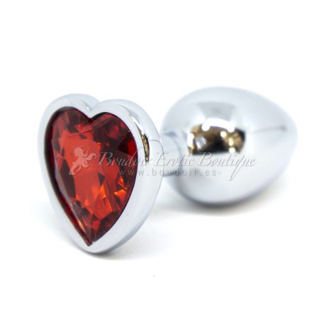 Plug Anal Plateado con Corazón Brillante