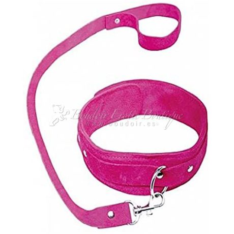 Correa con collar rosa