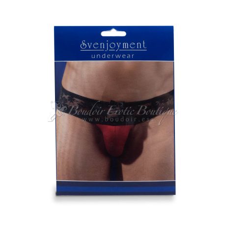 tanga de encaje rojo negro