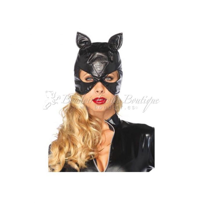 Faux Leather Cat Mask Hood