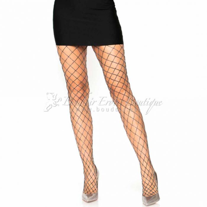 Lurex Black and Silver Fishnet Tights