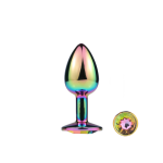 MULTICOLOUR-METAL-ANAL-PLUG-WITH-JEWEL-CRYSTAL-PLUG-SIZE-SMALL-RAINBOW