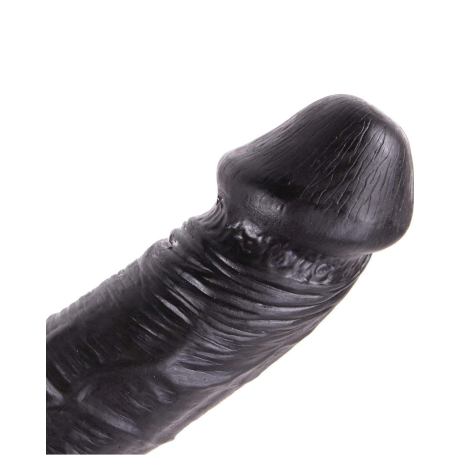 DINOO BLACK DILDO W/BALLS 30.5CM CURVED SEX TOY SICONE