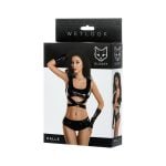 GLOSSY-FETISH-LINGERIE-HALLE-WETLOOK-3-PIECE-SET-M-SEXY-BLACK-ADJUSTABLE