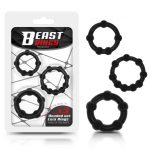 BEAST RINGS BEADED BLK COCK RING SET 3