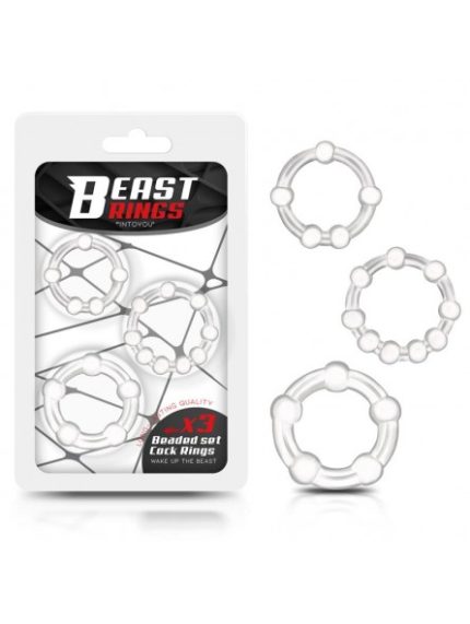 BEAST RINGS BEADED BLK COCK RING SET 3