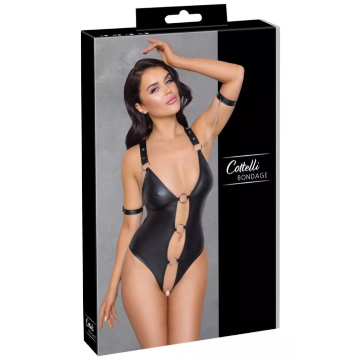 Cottelli Collection Black vinyl open bondage body S