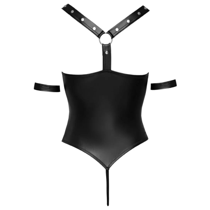 Cottelli Collection Black vinyl open bondage body S