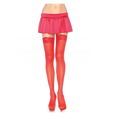 Leg avenue 1011 Medias de rejilla de encaje rojo s/m