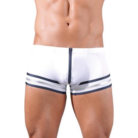 Boxer blanco con cremallera frontal