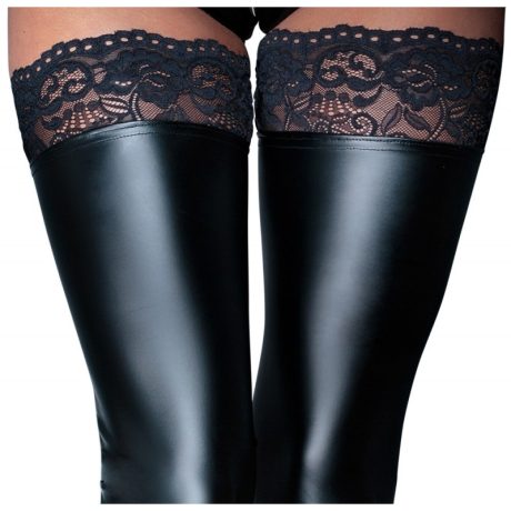 Lace Top Wetlook Stockings